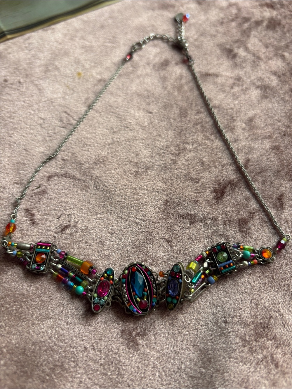 Multicolor Beaded Statement Necklace - Vibrant Gem Accents